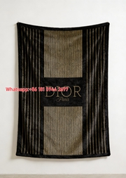 Dior Striped Parisian Flannel Sofa Throw Blanket D431